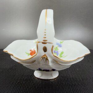 Royal Danube Fine Bone China Porcelain Trinket Dish Holder Basket Floral Pattern